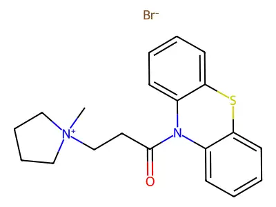 Pyrrolidinium, 1-methyl-1-(2-(10-phenothiazinylcarbonyl)ethyl)-, bromide structure