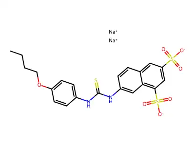1,5-Naphthalenedisulfonic acid, 3-(3-(p-butoxyphenyl)-2-thioureido)-, disodium salt structure