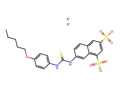 1,3-Naphthalenedisulfonic acid, 7-(3-(p-(pentyloxy)phenyl)-2-thioureido)-, dipotassium salt structure