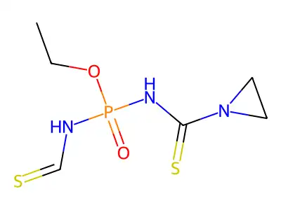 N-[ethoxy-(methanethioylamino)phosphoryl]aziridine-1-carbothioamide structure