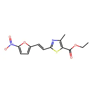 Ethyl 4-methyl-2-[2-(5-nitro-2-furanyl)ethenyl]-5-thiazolecarboxylate structure