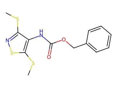 Benzyl [3,5-bis(methylsulfanyl)-1,2-thiazol-4-yl]carbamate structure