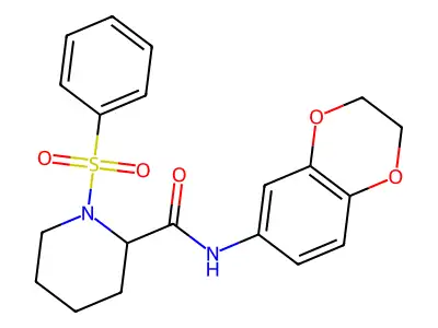 1-(benzenesulfonyl)-N-(2,3-dihydro-1,4-benzodioxin-6-yl)piperidine-2-carboxamide structure
