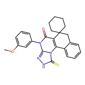 1-mercapto-4-(3-methoxyphenyl)-4H-spiro[benzo[h][1,2,4]triazolo[4,3-a]quinazoline-6,1'-cyclohexan]-5(7H)-one structure