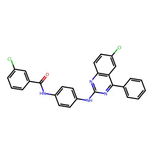 3-chloro-N-(4-((6-chloro-4-phenylquinazolin-2-yl)amino)phenyl)benzamide structure