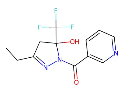 [3-ethyl-5-hydroxy-5-(trifluoromethyl)-4H-pyrazol-1-yl]-pyridin-3-ylmethanone structure