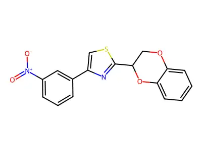 2-(2,3-Dihydro-1,4-benzodioxin-3-yl)-4-(3-nitrophenyl)-1,3-thiazole structure