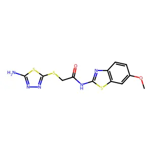 2-[(5-amino-1,3,4-thiadiazol-2-yl)sulfanyl]-N-(6-methoxy-1,3-benzothiazol-2-yl)acetamide structure