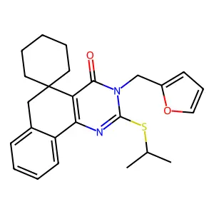 3-(furan-2-ylmethyl)-2-propan-2-ylsulfanylspiro[6H-benzo[h]quinazoline-5,1'-cyclohexane]-4-one structure
