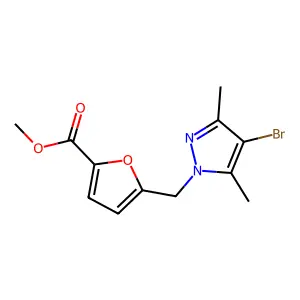 methyl 5-[(4-bromo-3,5-dimethyl-1H-pyrazol-1-yl)methyl]-2-furoate structure