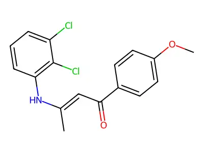 (E)-3-(2,3-dichloroanilino)-1-(4-methoxyphenyl)but-2-en-1-one structure