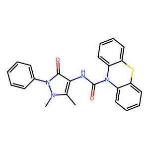 N-(1,5-dimethyl-3-oxo-2-phenyl-2,3-dihydro-1H-pyrazol-4-yl)-10H-phenothiazine-10-carboxamide structure