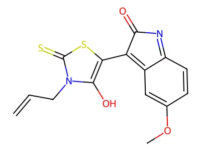 (5Z)-5-(5-methoxy-2-oxo-1H-indol-3-ylidene)-3-prop-2-enyl-2-sulfanylidene-1,3-thiazolidin-4-one structure