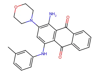 1-Amino-4-(3-methylanilino)-2-morpholin-4-ylanthracene-9,10-dione structure