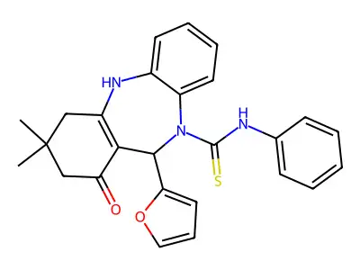 11-(2-furyl)-3,3-dimethyl-1-oxo-N-phenyl-1,2,3,4,5,11-hexahydro-10H-dibenzo[b,e][1,4]diazepine-10-carbothioamide structure