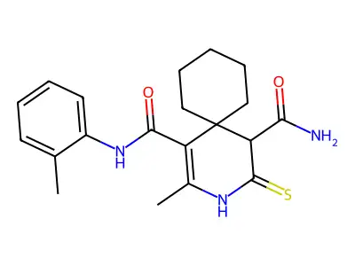 2-methyl-N~1~-(2-methylphenyl)-4-thioxo-3-azaspiro[5.5]undec-1-ene-1,5-dicarboxamide structure