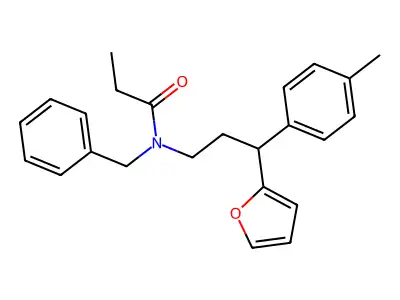 N-benzyl-N-[3-(furan-2-yl)-3-(4-methylphenyl)propyl]propanamide structure