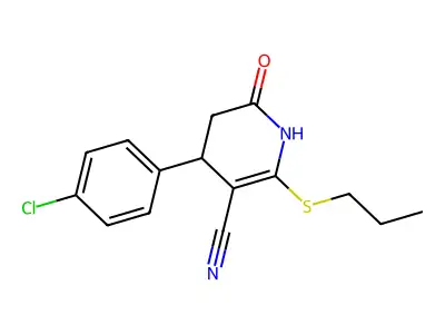 4-(4-chlorophenyl)-2-oxo-6-propylsulfanyl-3,4-dihydro-1H-pyridine-5-carbonitrile structure