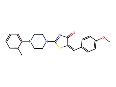 (E)-5-(4-methoxybenzylidene)-2-(4-(o-tolyl)piperazin-1-yl)thiazol-4(5H)-one structure