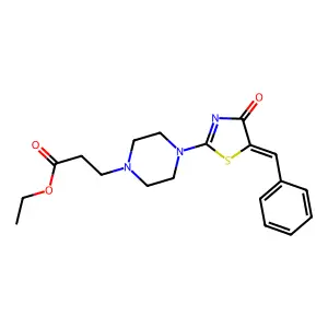 ethyl 3-{4-[(5E)-4-oxo-5-(phenylmethylidene)-4,5-dihydro-1,3-thiazol-2-yl]piperazin-1-yl}propanoate structure
