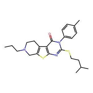 2-(3-methylbutylsulfanyl)-3-(4-methylphenyl)-7-propyl-6,8-dihydro-5H-pyrido[2,3]thieno[2,4-b]pyrimidin-4-one structure