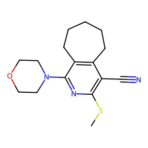 3-methylsulfanyl-1-morpholin-4-yl-6,7,8,9-tetrahydro-5H-cyclohepta[c]pyridine-4-carbonitrile structure