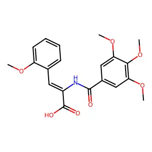 (E)-3-(2-methoxyphenyl)-2-(3,4,5-trimethoxybenzamido)acrylic acid structure