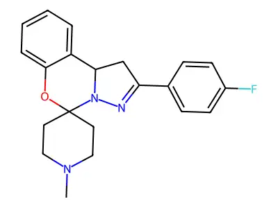 2'-(4-fluorophenyl)-1-methyl-1',10b'-dihydrospiro[piperidine-4,5'-pyrazolo[1,5-c][1,3]benzoxazine] structure