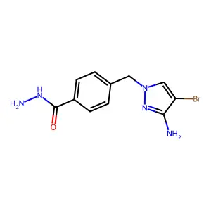 4-[(3-amino-4-bromo-1H-pyrazol-1-yl)methyl]benzohydrazide structure