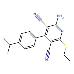 2-Amino-6-ethylsulfanyl-4-(4-propan-2-ylphenyl)pyridine-3,5-dicarbonitrile structure
