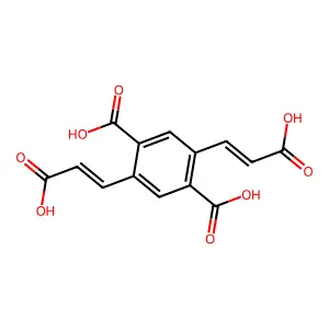 2,5-bis[(E)-2-carboxyethenyl]benzene-1,4-dicarboxylic acid structure