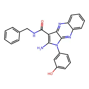 2-amino-N-benzyl-1-(3-hydroxyphenyl)-1H-pyrrolo[2,3-b]quinoxaline-3-carboxamide structure
