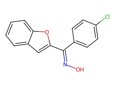 Benzofuran-2-yl-(4-chlorophenyl)methanone oxime structure