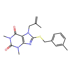 1,3-dimethyl-8-{[(3-methylphenyl)methyl]sulfanyl}-7-(2-methylprop-2-en-1-yl)-2,3,6,7-tetrahydro-1H-purine-2,6-dione structure