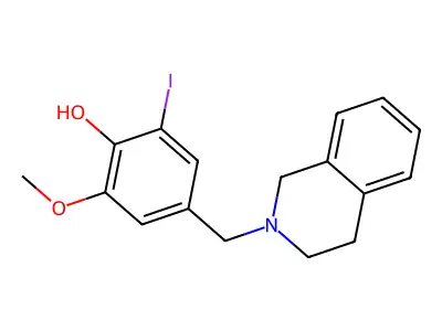 4-(3,4-dihydro-1H-isoquinolin-2-ylmethyl)-2-iodo-6-methoxyphenol structure