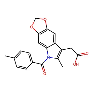 5H-1,3-Dioxolo(4,5-f)indole-7-acetic acid, 6-methyl-5-(p-toluoyl)- structure
