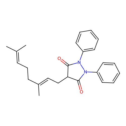 3,5-Pyrazolidinedione, 4-(3,7-dimethyl-2,6-octadienyl)-1,2-diphenyl-, (E)- structure