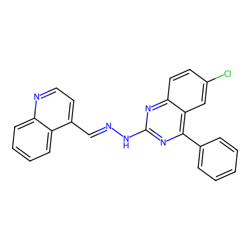 6-chloro-4-phenyl-N-[(E)-quinolin-4-ylmethylideneamino]quinazolin-2-amine structure