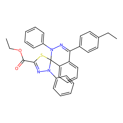 ethyl 4-(4-ethylphenyl)-2,3'-diphenyl-2H,3'H-spiro[phthalazine-1,2'-[1,3,4]thiadiazole]-5'-carboxylate structure