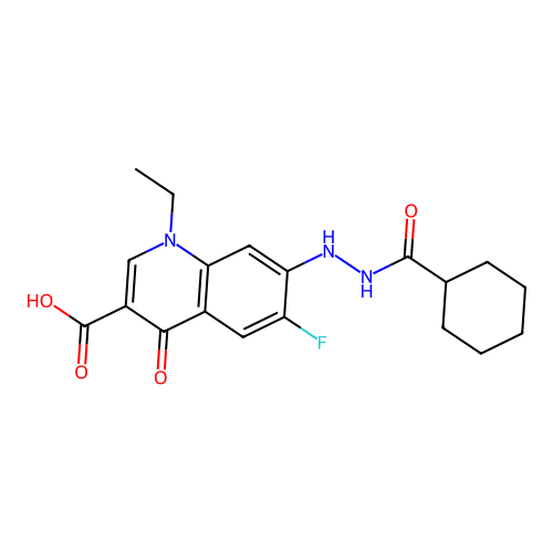 7-(2-(cyclohexanecarbonyl)hydrazinyl)-1-ethyl-6-fluoro-4-oxo-quinoline-3-carboxylic Acid structure