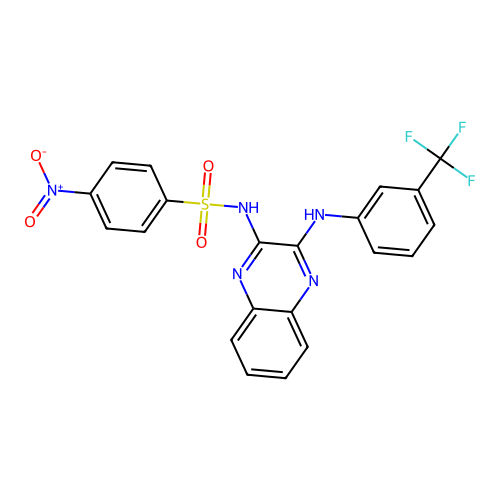 4-nitro-N-(3-{[3-(trifluoromethyl)phenyl]amino}quinoxalin-2-yl)benzenesulfonamide structure