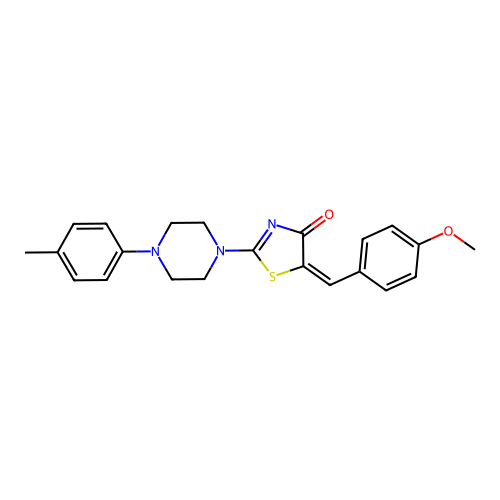 (E)-5-(4-methoxybenzylidene)-2-(4-(p-tolyl)piperazin-1-yl)thiazol-4(5H)-one structure