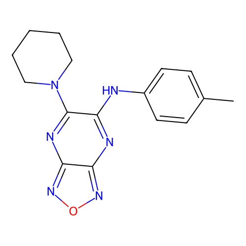 6-(piperidin-1-yl)-N-(p-tolyl)-[1,2,5]oxadiazolo[3,4-b]pyrazin-5-amine structure
