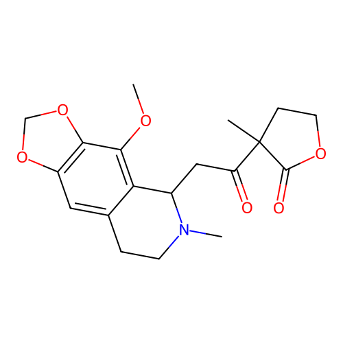 3-(2-(4-methoxy-6-methyl-5,6,7,8-tetrahydro-[1,3]dioxolo[4,5-g]isoquinolin-5-yl)acetyl)-3-methyldihydrofuran-2(3H)-one structure