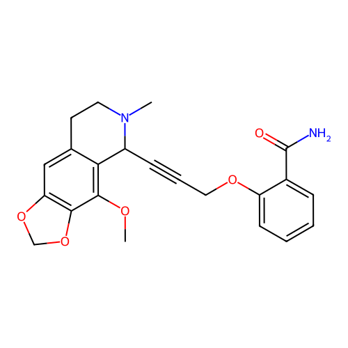 2-((3-(4-methoxy-6-methyl-5,6,7,8-tetrahydro-[1,3]dioxolo[4,5-g]isoquinolin-5-yl)prop-2-yn-1-yl)oxy)benzamide structure