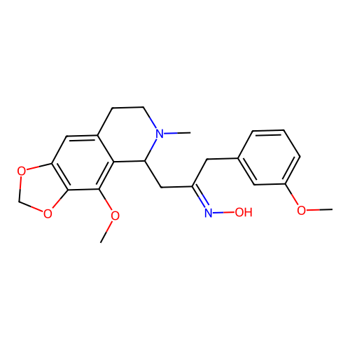 (2E)-N-hydroxy-1-(4-methoxy-6-methyl-5,6,7,8-tetrahydro[1,3]dioxolo[4,5-g]isoquinolin-5-yl)-3-(3-methoxyphenyl)propan-2-imine structure