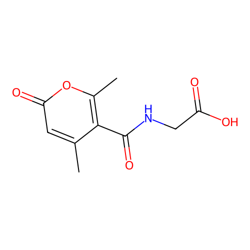 2-(4,6-dimethyl-2-oxo-2H-pyran-5-carboxamido)acetic acid structure
