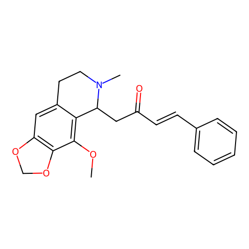 (3E)-1-(4-methoxy-6-methyl-5,6,7,8-tetrahydro[1,3]dioxolo[4,5-g]isoquinolin-5-yl)-4-phenylbut-3-en-2-one structure