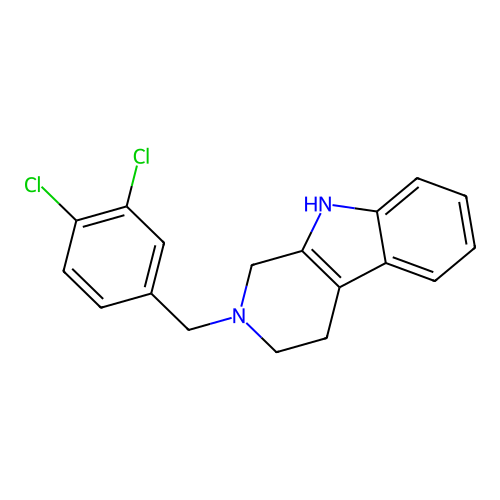 2-(3,4-dichlorobenzyl)-2,3,4,9-tetrahydro-1H-beta-carboline structure