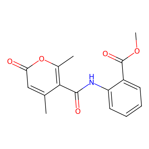 methyl 2-(4,6-dimethyl-2-oxo-2H-pyran-5-carboxamido)benzoate structure